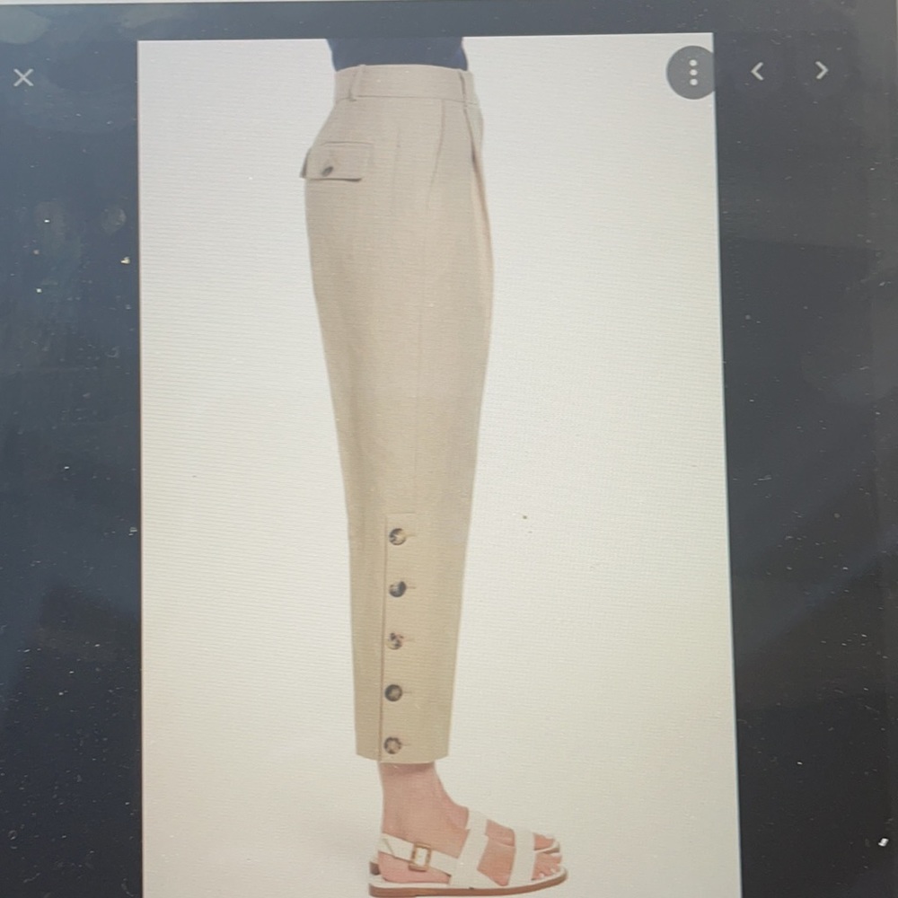 Lewit Button Side Crop Linen Blend Pants - image 2